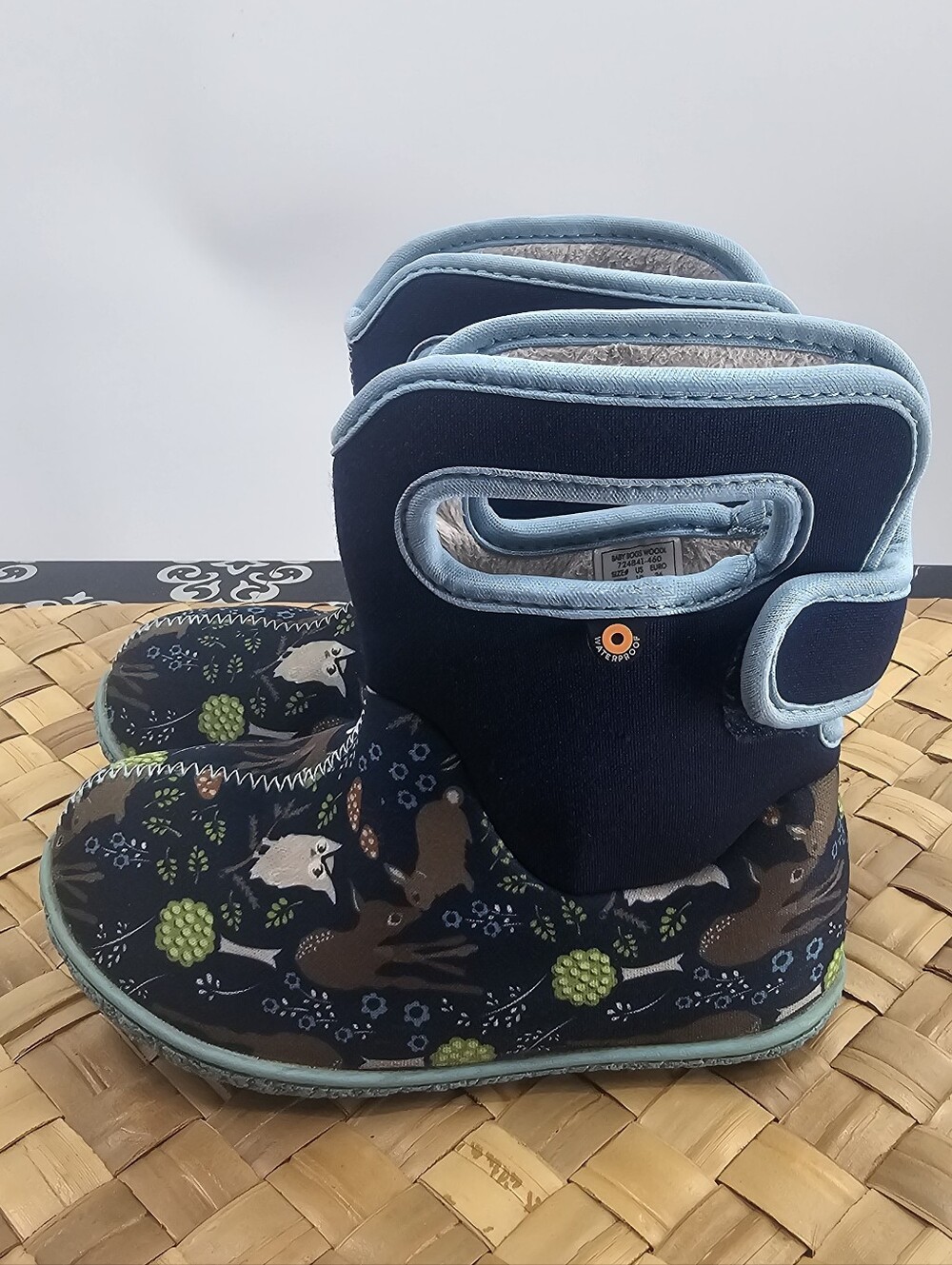 Bogs Toddler Woodland Friends Boot - Navy with Turquoise Trim Size 10
